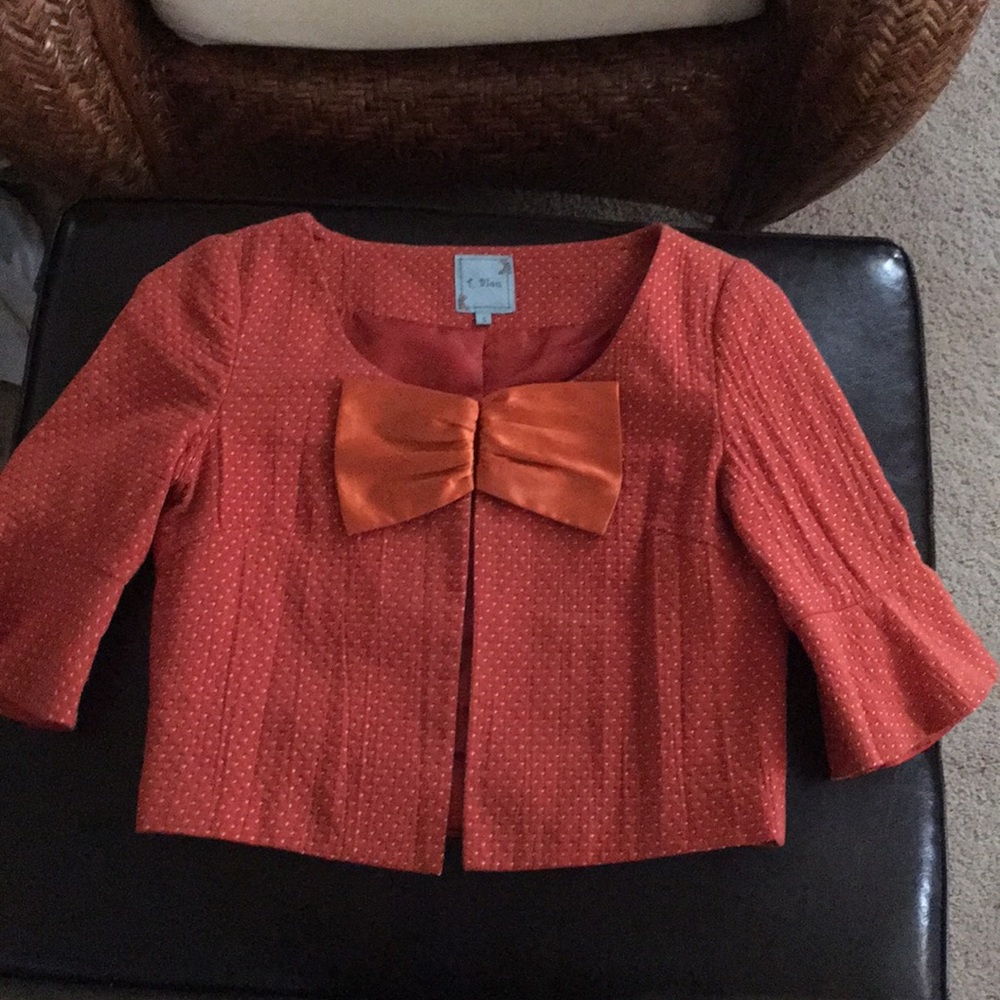Burnt orange Bordello jacket,  satin tie in front.